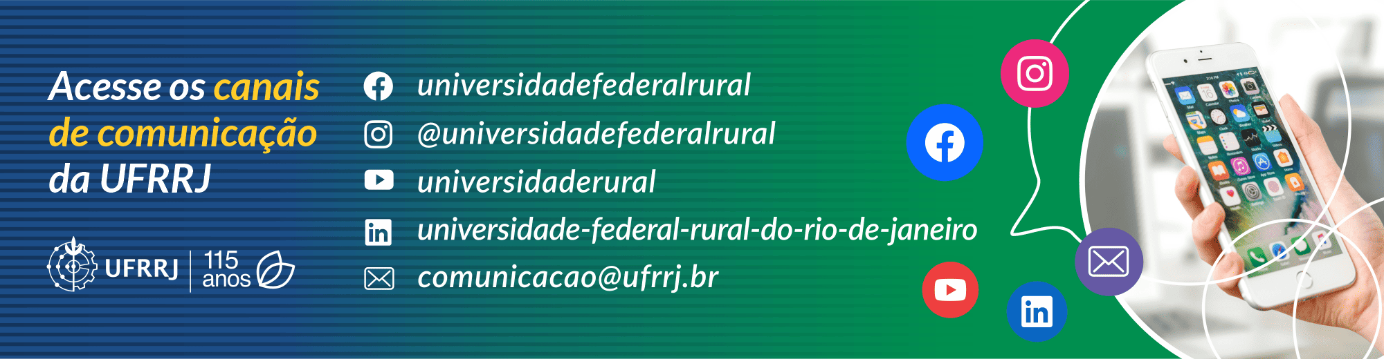 Acesse os canais de comunicação da UFRRJ